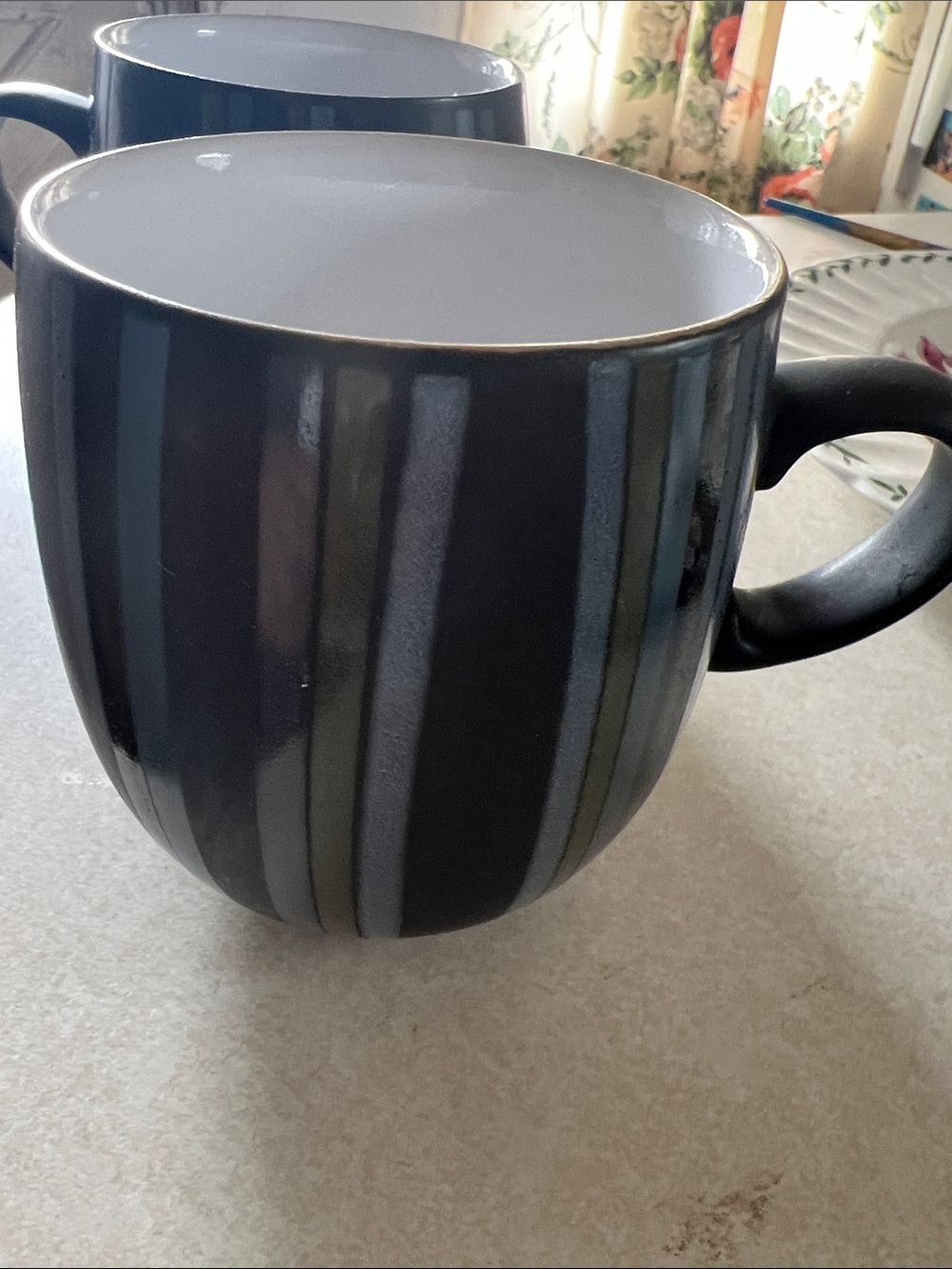 Denby-Langley JET STRIPES *1 Coffee/Tea Mug(s)* 4" England  set of (3)